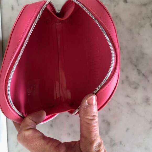 DIOR Beaute Bag Hot Pink Makeup Case Clutch Dopp Kit Logo Embossed - Picture 13 of 17